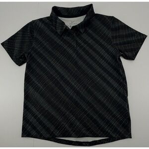 Nike Dri-FIT Polo Girls Size Medium Black Gray Plaid Golf Polo Short Sleeve